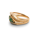 Mixed-Cut Emerald & Diamond Triple Wavy Band