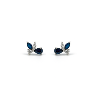Sapphire & Diamond Half Flower Earrings