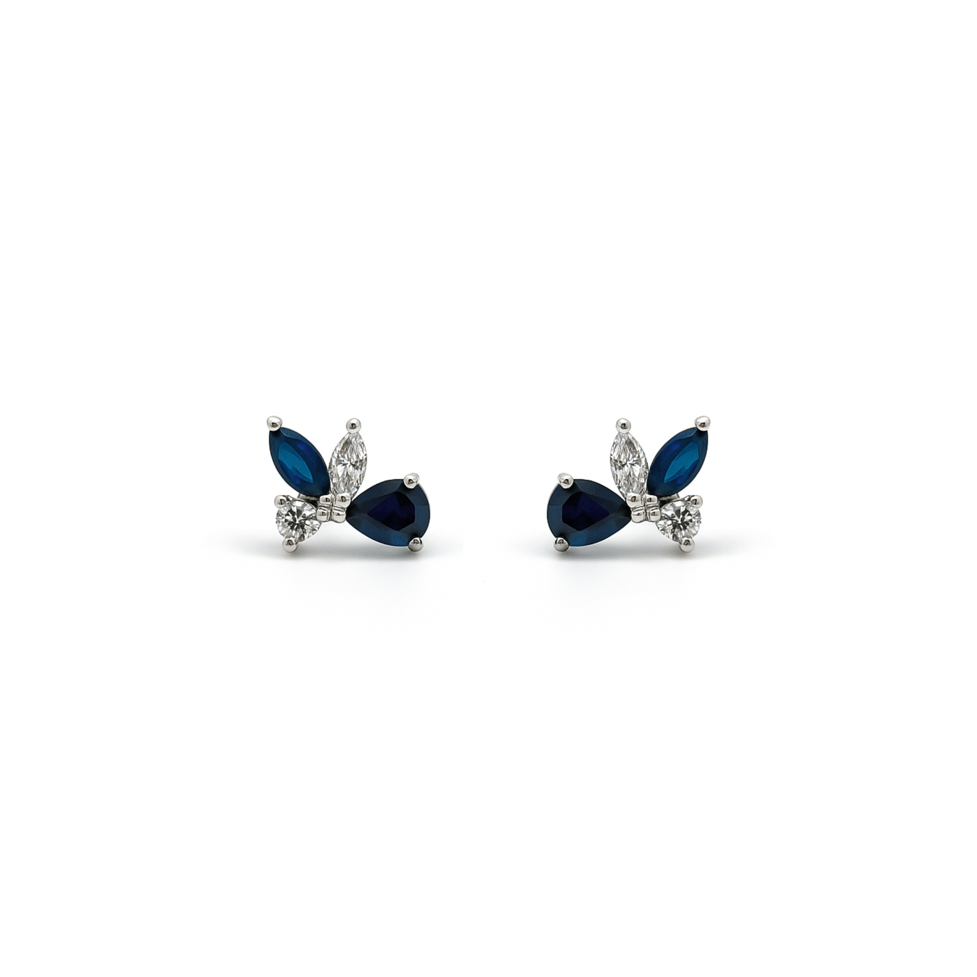 Sapphire & Diamond Half Flower Earrings