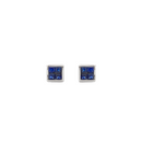 Illusion Bezel Princess-Cut Studs – Blue Sapphires