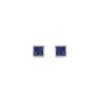 Illusion Bezel Princess-Cut Studs – Blue Sapphires