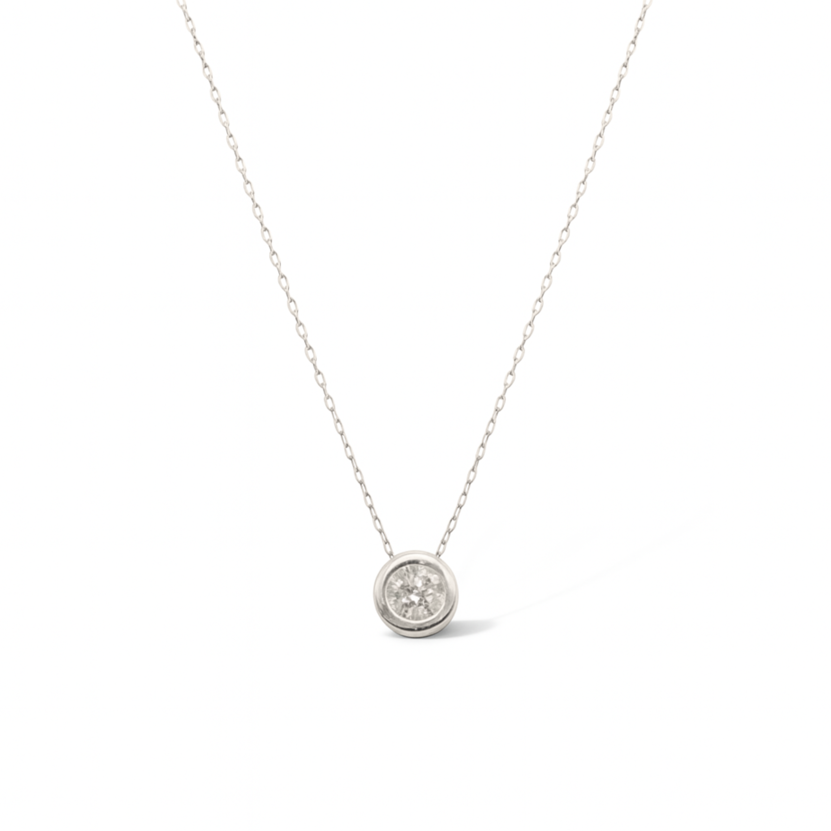 Round Solitare Necklace – Diamond in White Gold