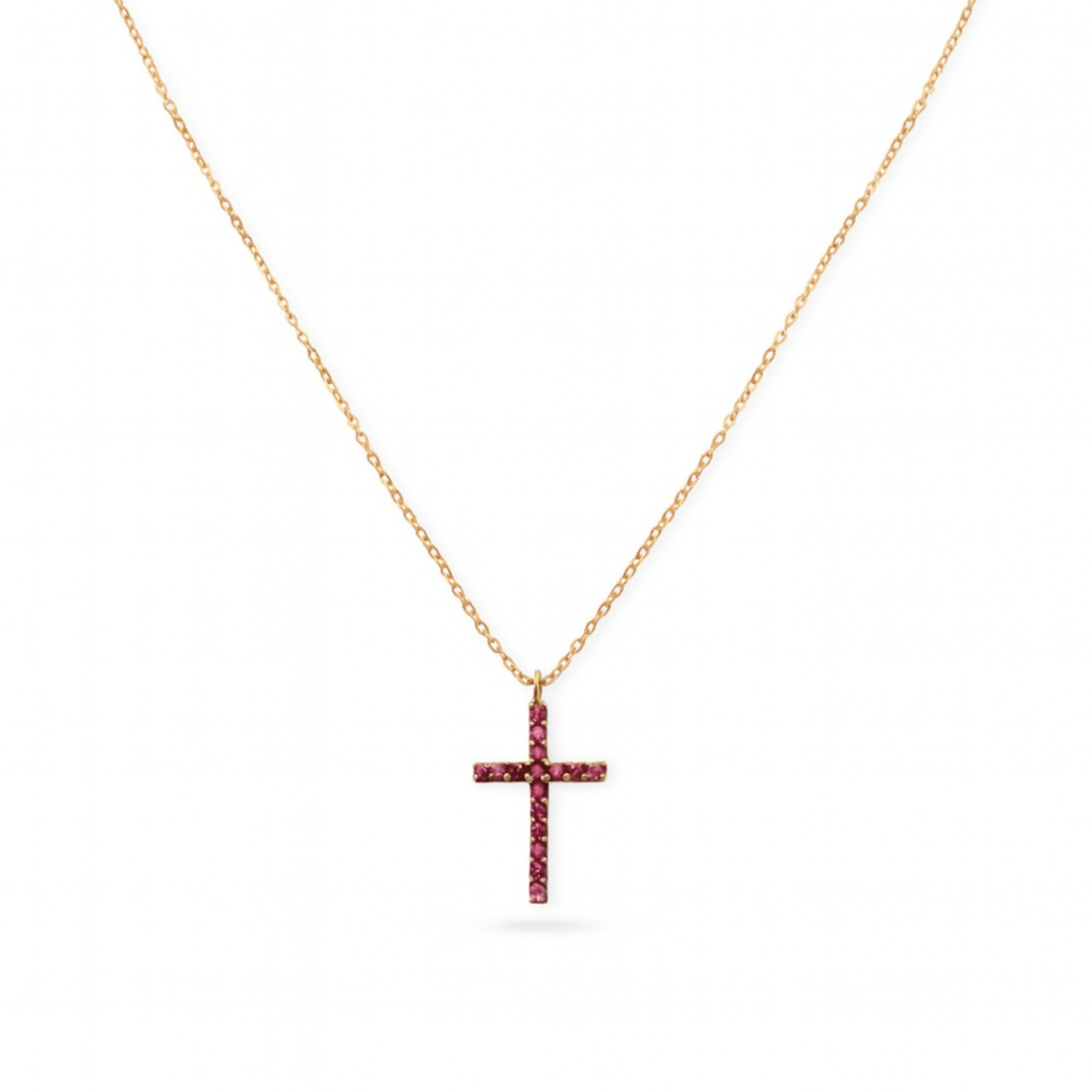 Necklace Cross - Rubies
