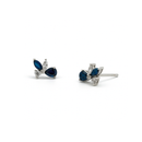 Sapphire & Diamond Half Flower Earrings