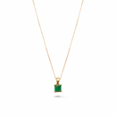 Squared Solitaire Necklace Pendant – Emerald