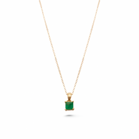 Squared Solitaire Necklace Pendant – Emerald