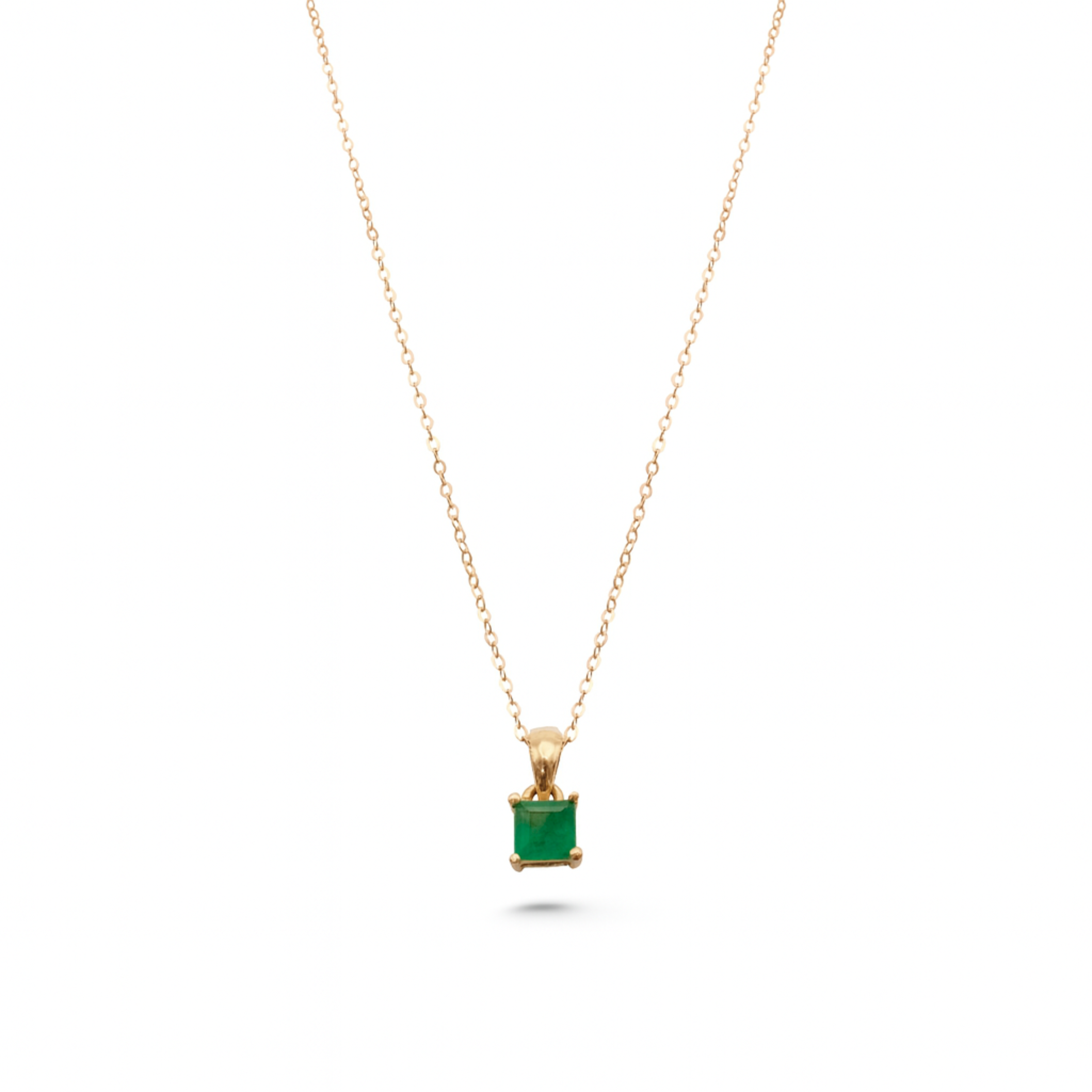 Squared Solitaire Necklace Pendant – Emerald