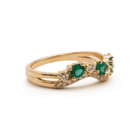 Mixed Cut-Emerald & Diamond Double Wavy Band
