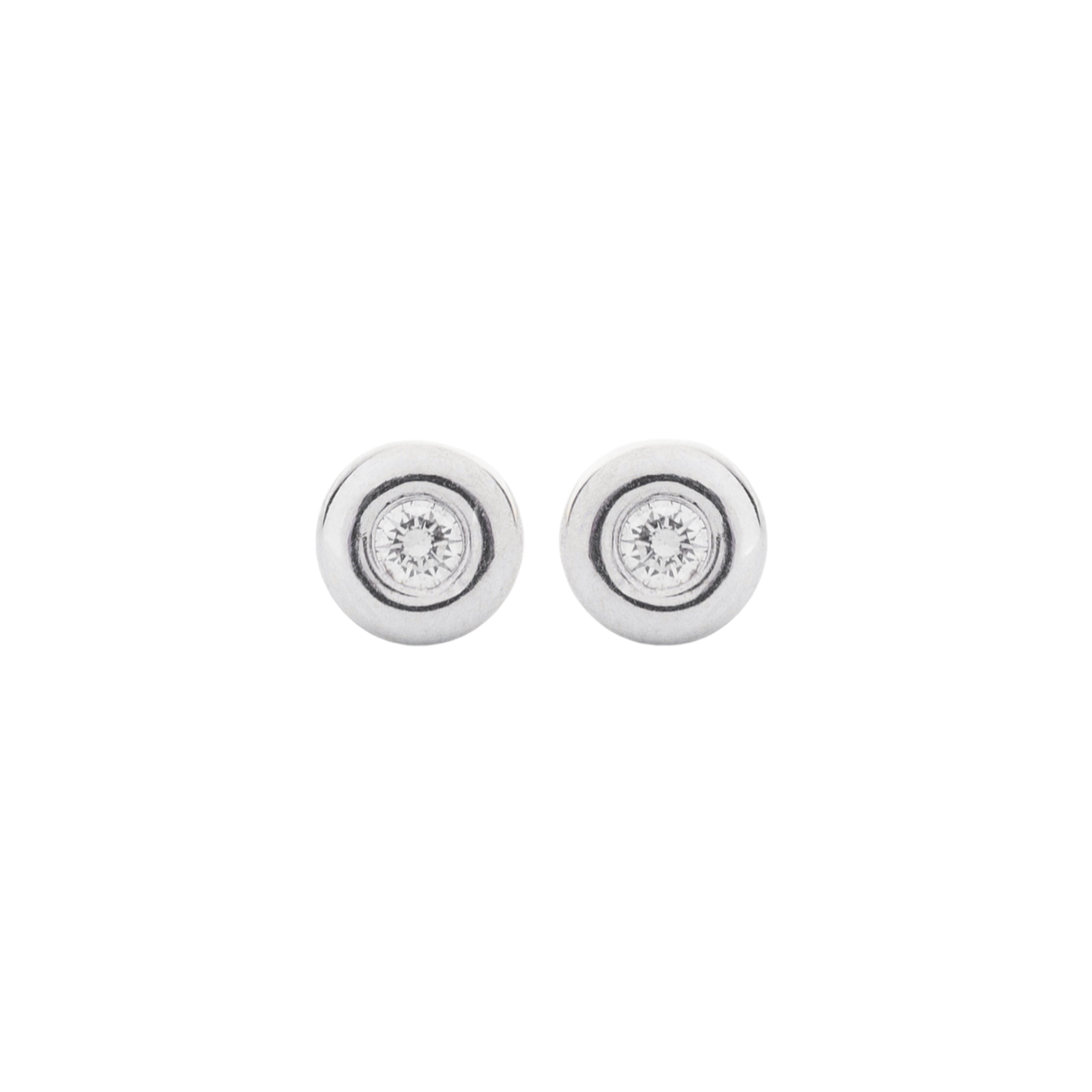 Bezel Round Studs –  Diamonds in White Gold