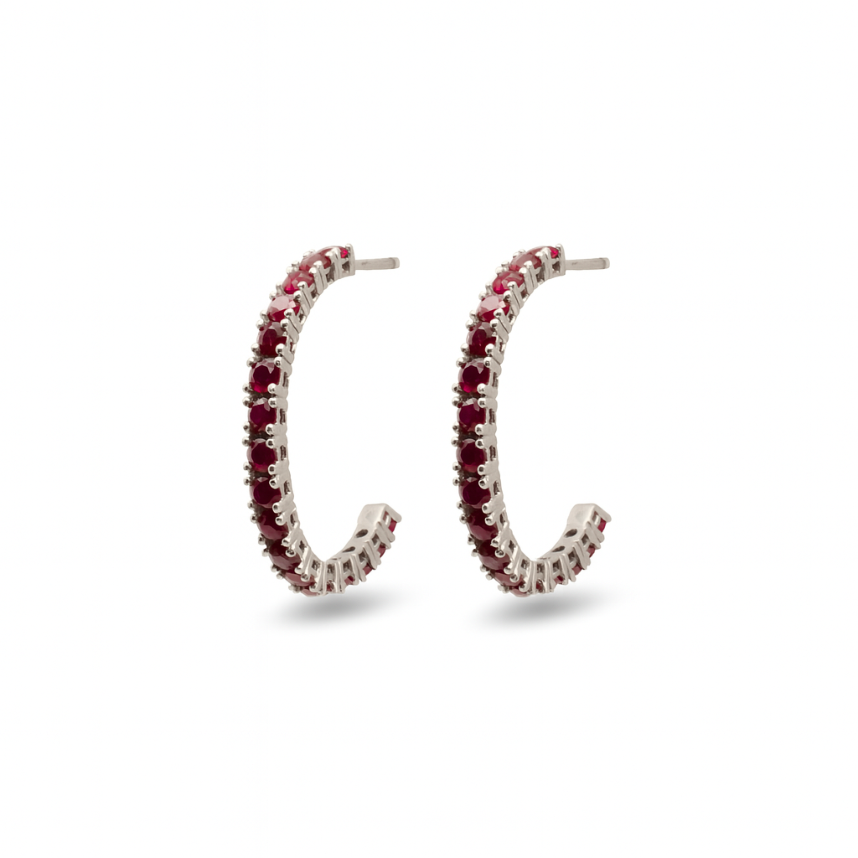 Large Pavé Hoops – Rubies