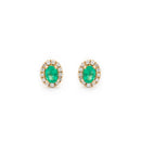 Oval Emerald & Diamond Earrings