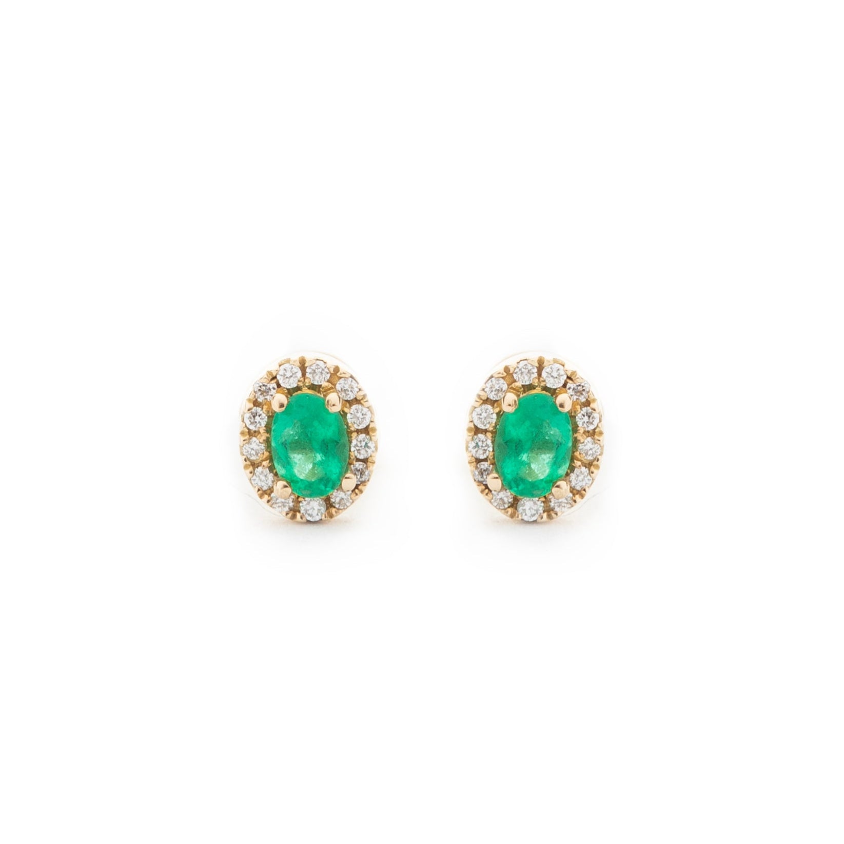 Oval Emerald & Diamond Earrings
