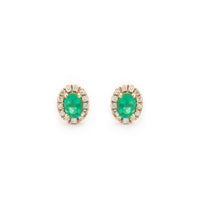 Oval Emerald & Diamond Earrings