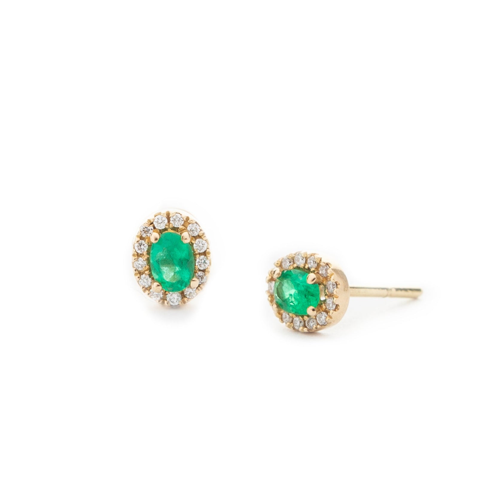 Oval Emerald & Diamond Earrings