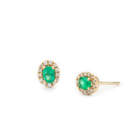 Oval Emerald & Diamond Earrings