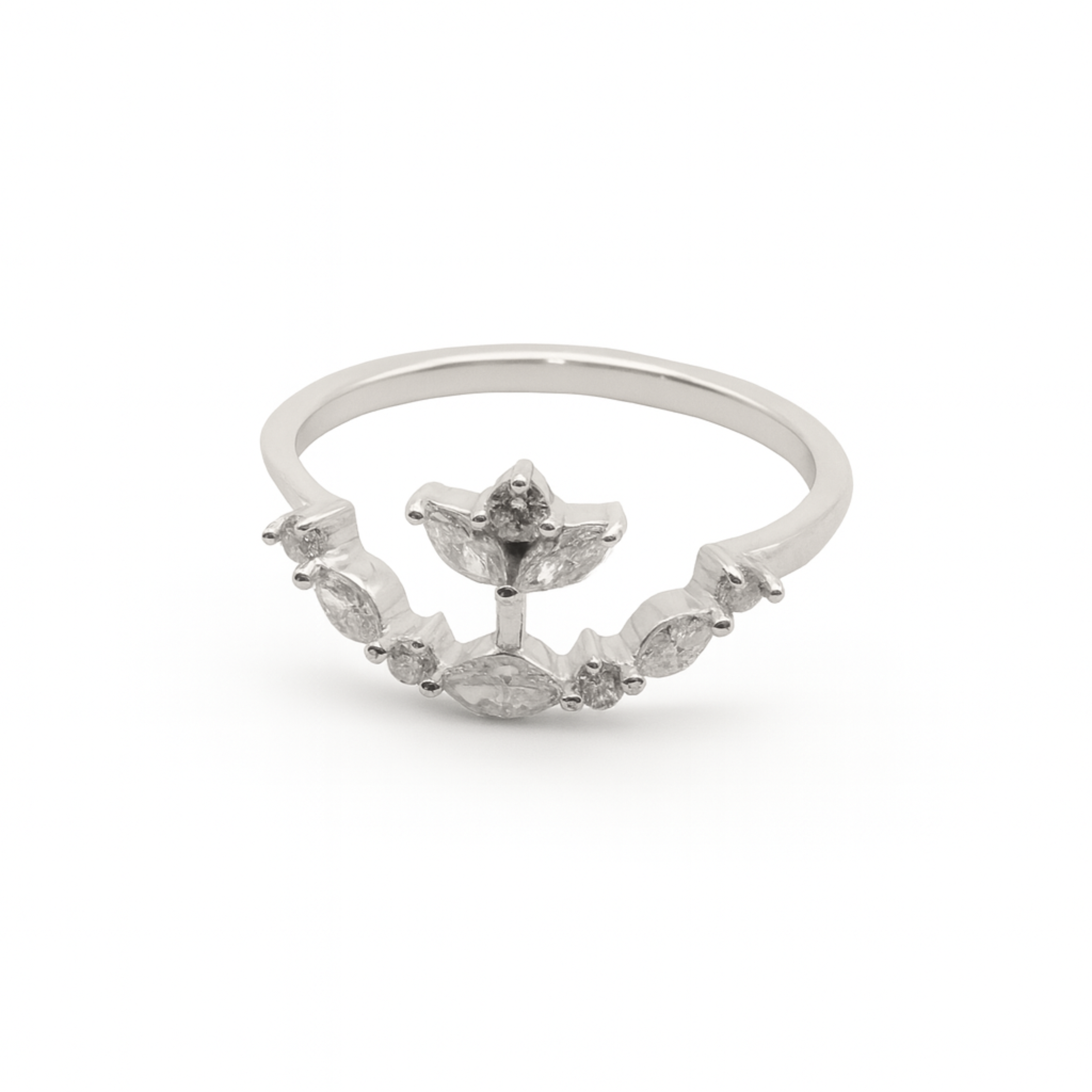 Lotus Flower Ring –  Marquise Diamonds