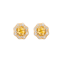 Vintage Halo Oval Studs – Yellow Sapphires & Diamonds