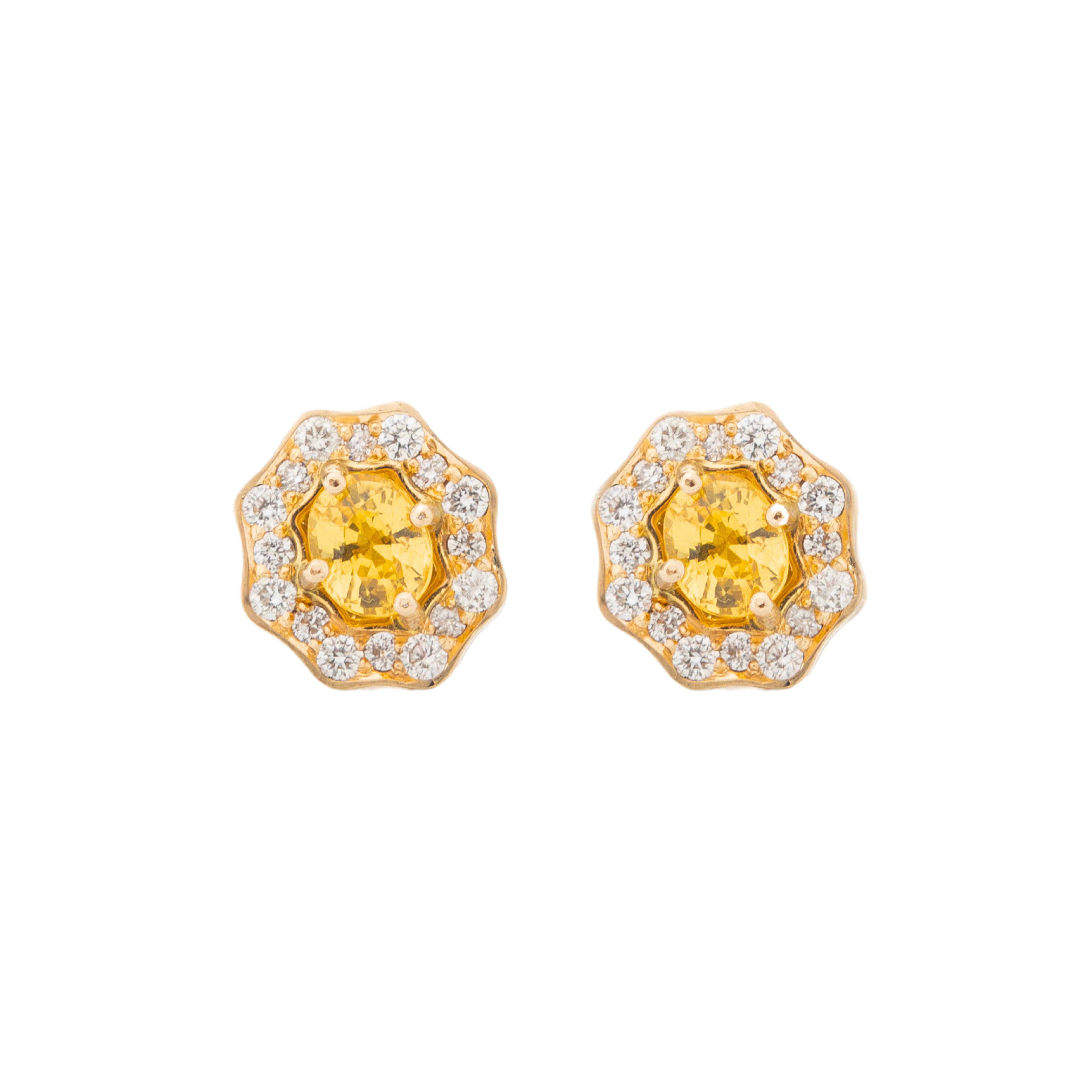 Vintage Halo Oval Studs – Yellow Sapphires & Diamonds