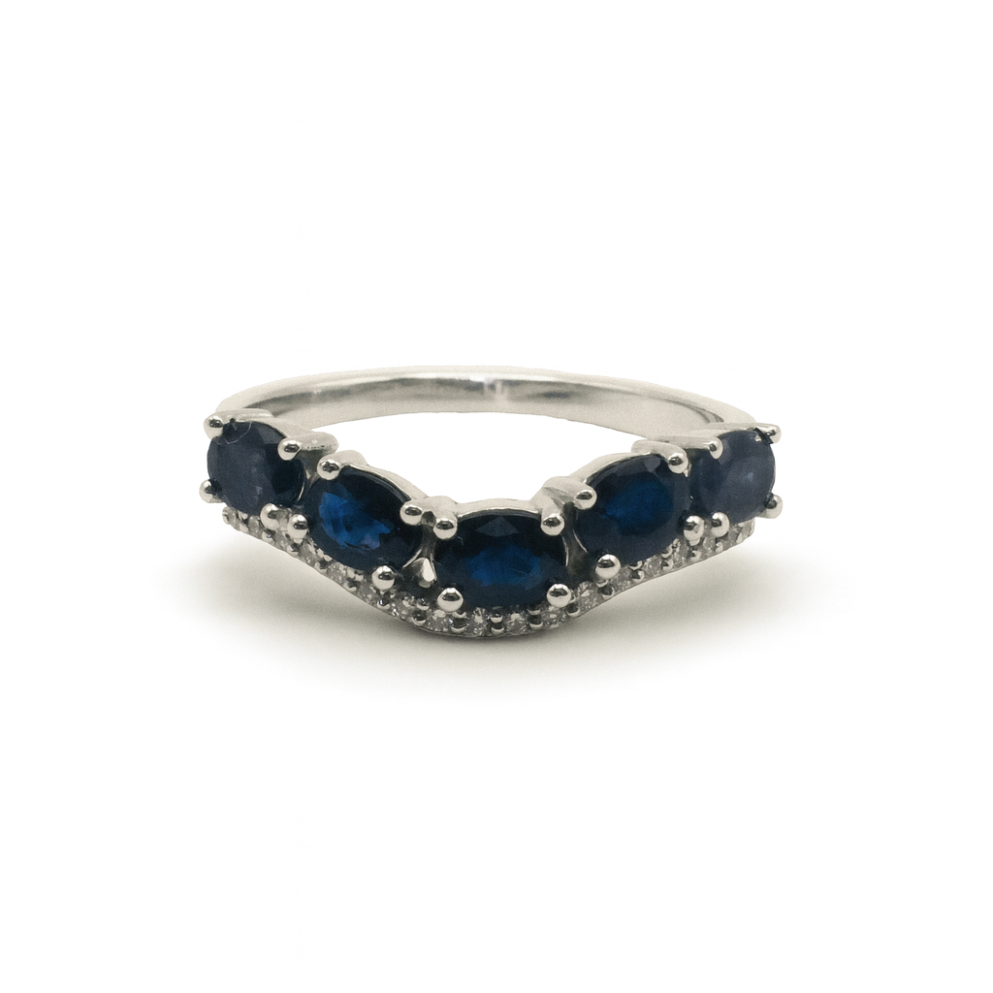 Sapphire & Diamond Double Wave Ring