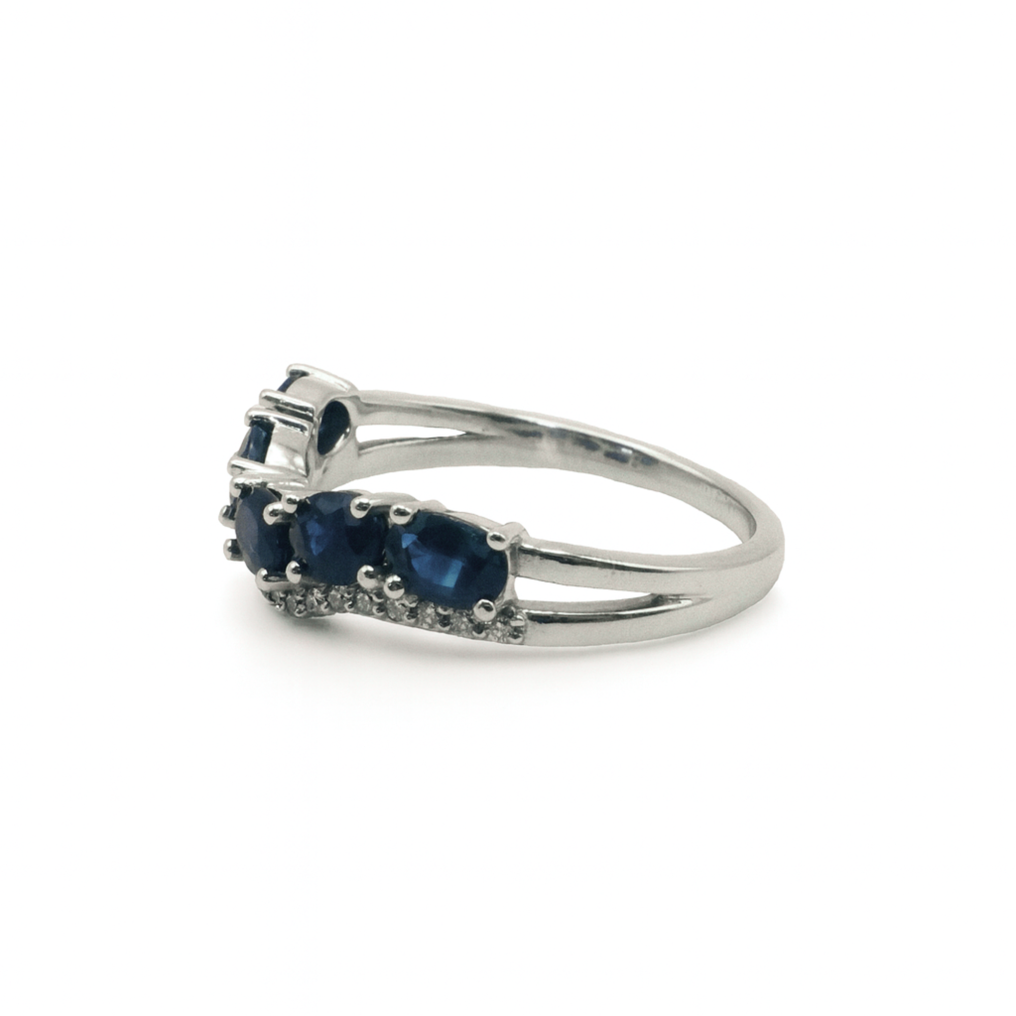 Sapphire & Diamond Double Wave Ring
