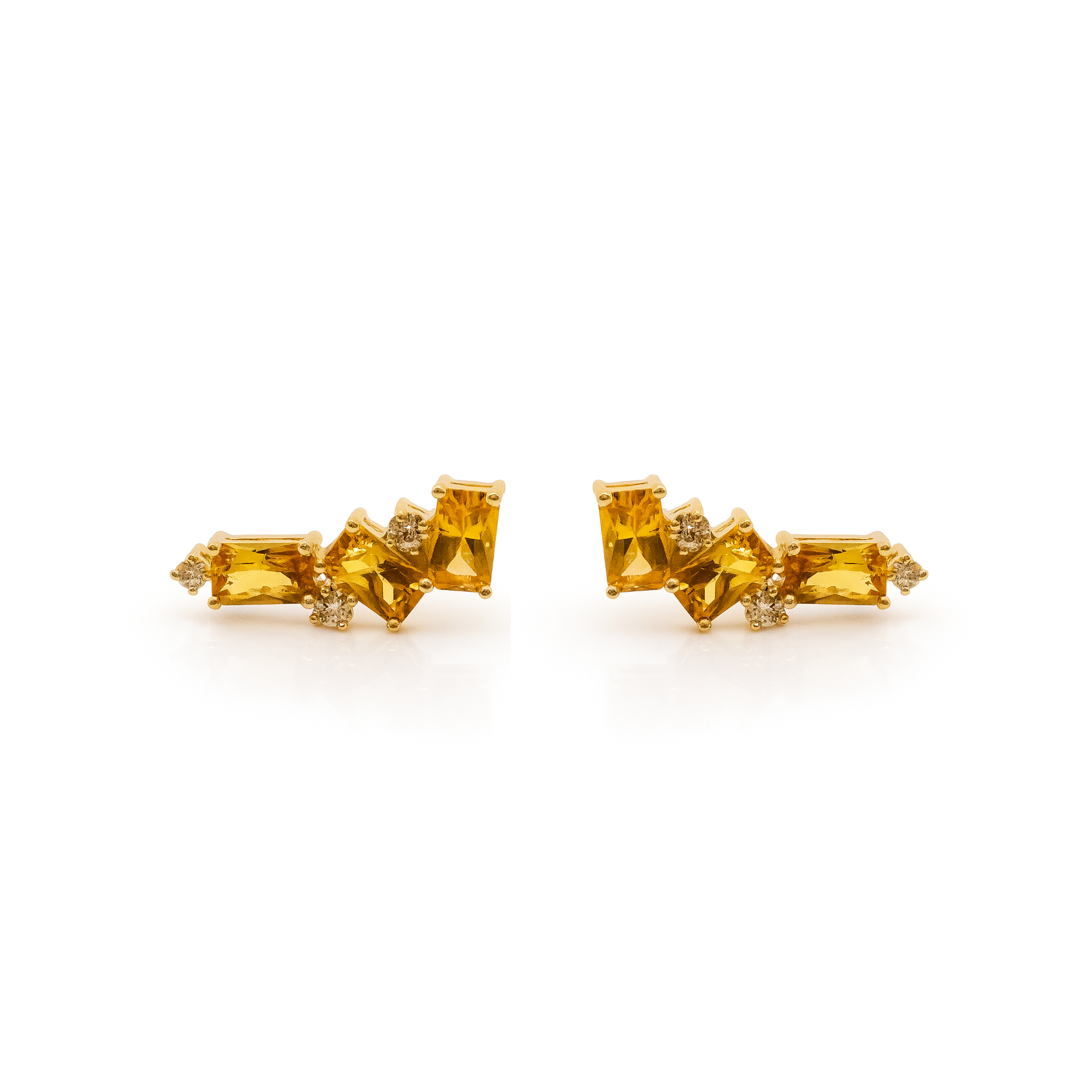 Emerald-Cut and Round Climber Earrings – Yellow Sapphires & Diamonds