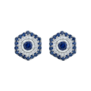 Hexagonal Double Halo Sapphire & Diamond Studs