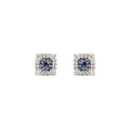 Two-Tone Sapphire Halo Diamond Studs