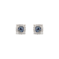 Two-Tone Sapphire Halo Diamond Studs