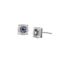 Two-Tone Sapphire Halo Diamond Studs
