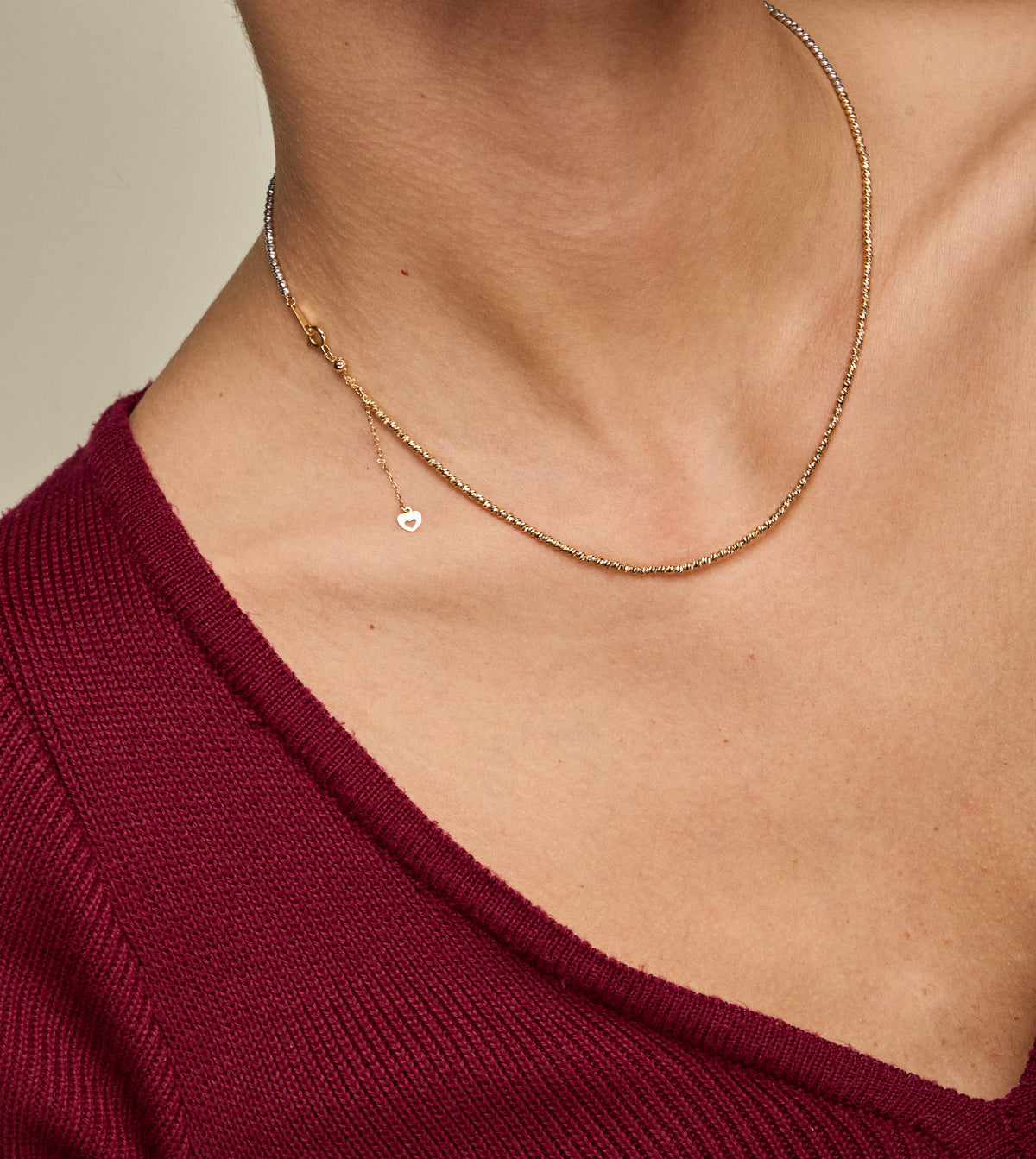 Two Tone Diamond-Cut Bead Necklace