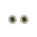 Vintage Halo Oval Studs – Green Sapphires & Diamonds
