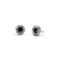 Oval Sapphire & Diamond Marquise Halo Studs
