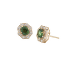 Vintage Halo Oval Studs – Green Sapphires & Diamonds