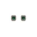 Square Emerald & Diamond Halo Studs