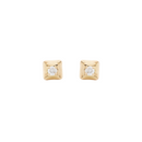 Squared Gold Studs - Diamonds