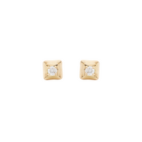 Squared Gold Studs - Diamonds