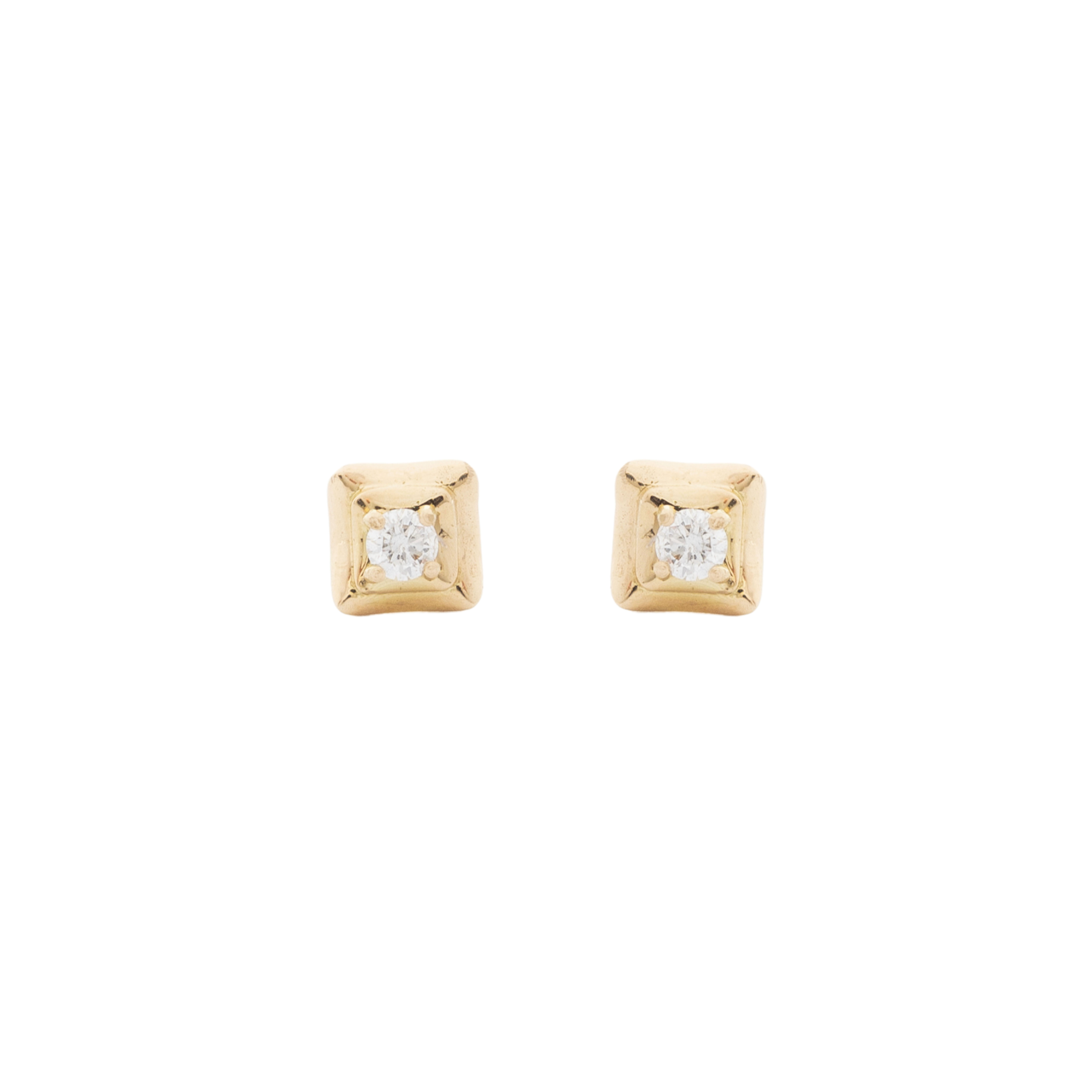 Squared Gold Studs - Diamonds