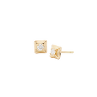 Squared Gold Studs - Diamonds