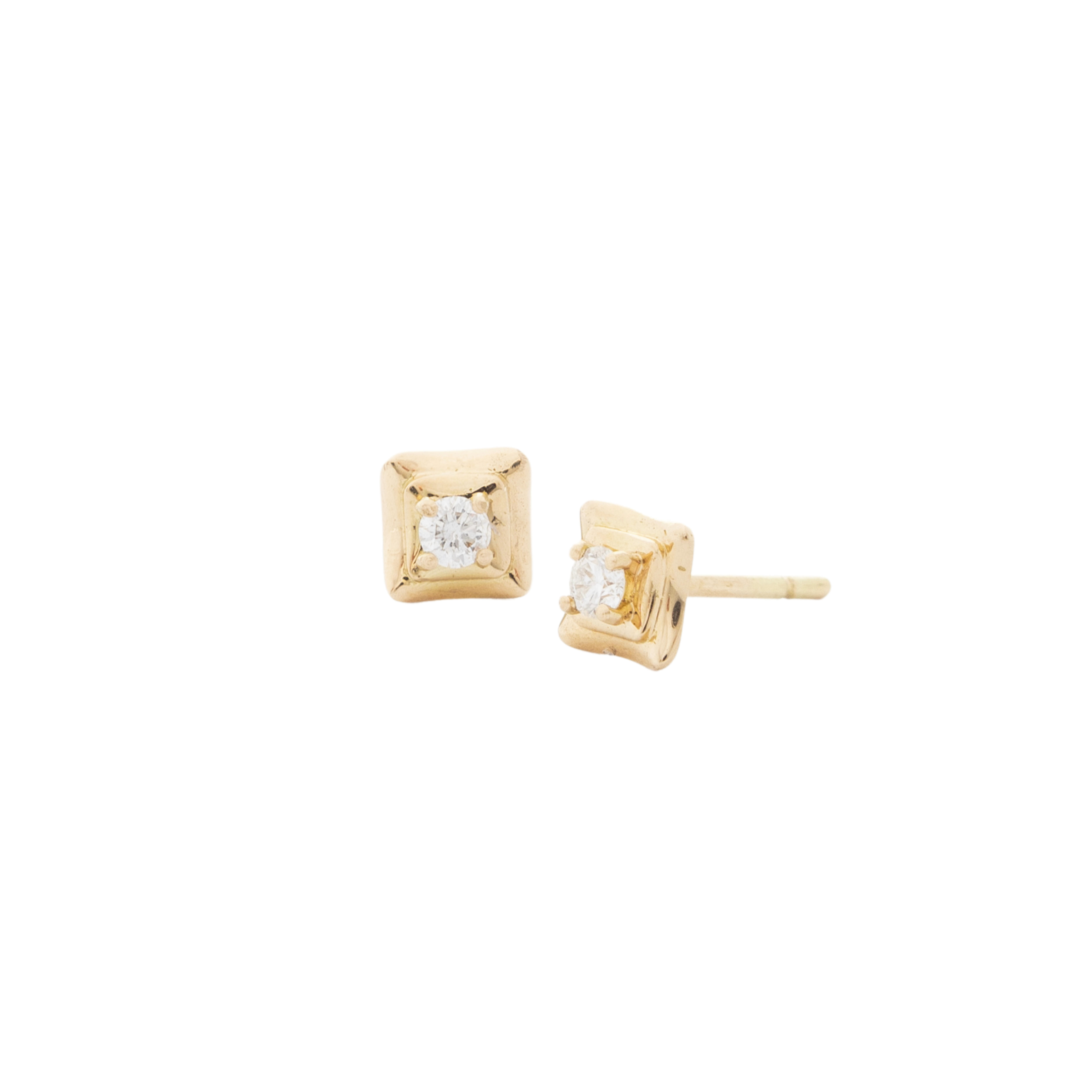 Squared Gold Studs - Diamonds