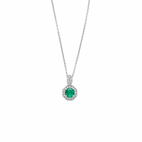 Emerald & Diamond Hexagonal Charm Necklace