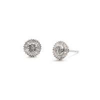 Round Illusion Baguette Diamond Studs