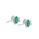 Three-Stone Marquise Emerald & Pear Diamond Studs