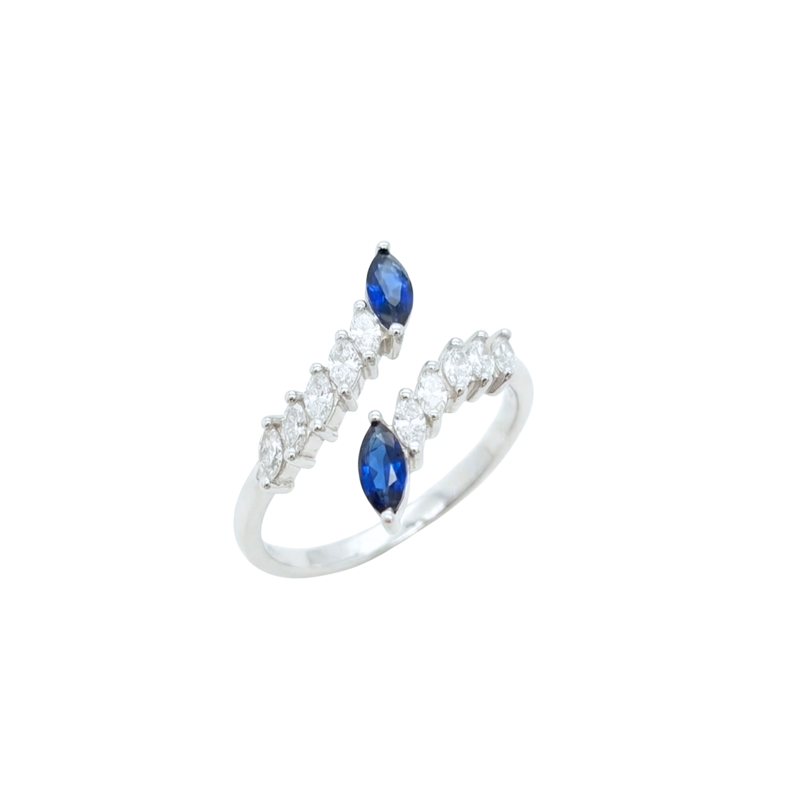 Open Marquise Diamond & Sapphire Ring