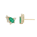 Marquise Emerald & Round Diamonds Studs