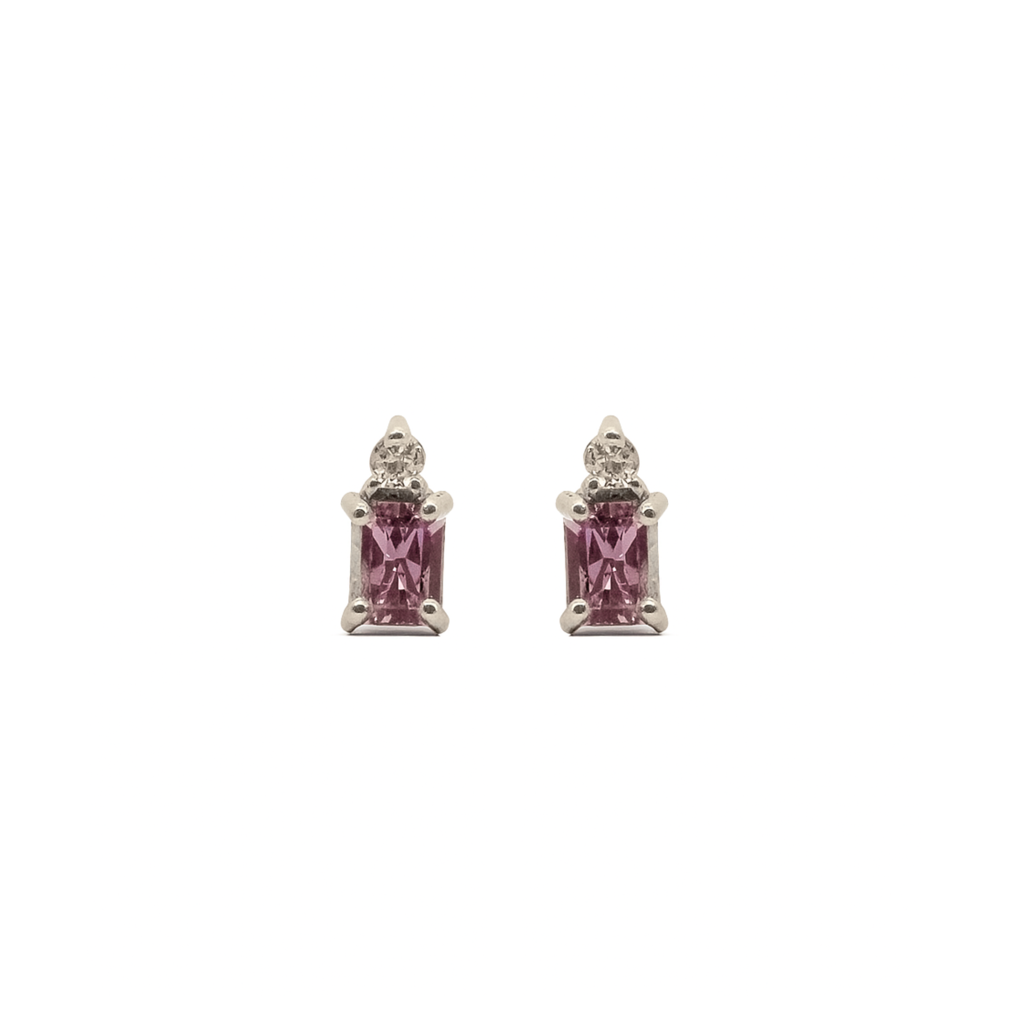 Emerald - Cut Studs with Round Sparkle – Pink Sapphires & Diamonds