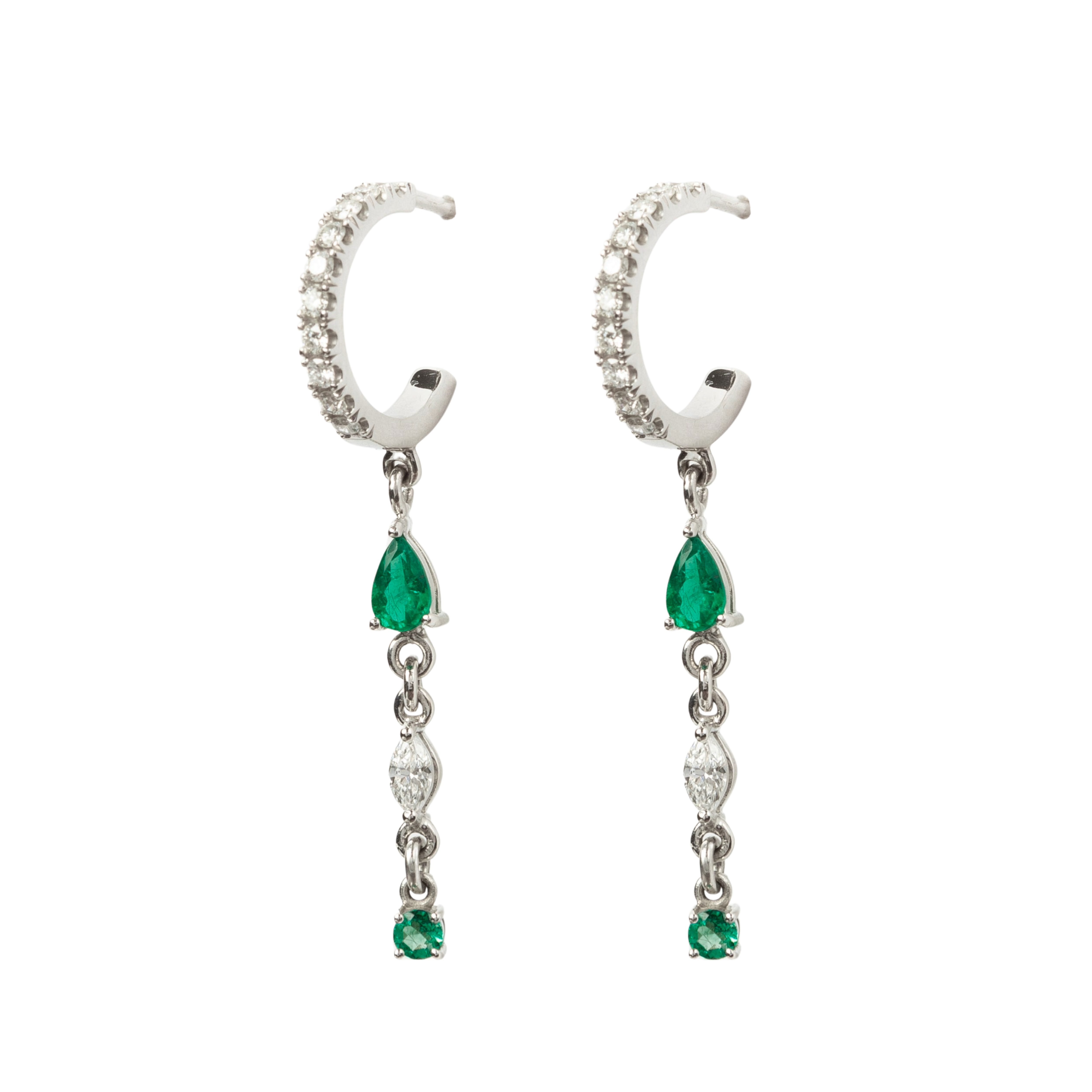 Hanging Hoops – Diamonds & Emeralds