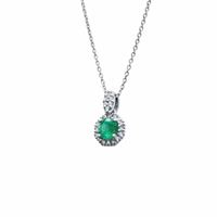 Emerald & Diamond Hexagonal Charm Necklace