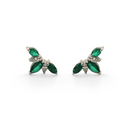 Emerald & Diamond Marquise Flower Earrings