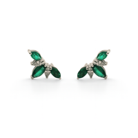 Emerald & Diamond Marquise Flower Earrings