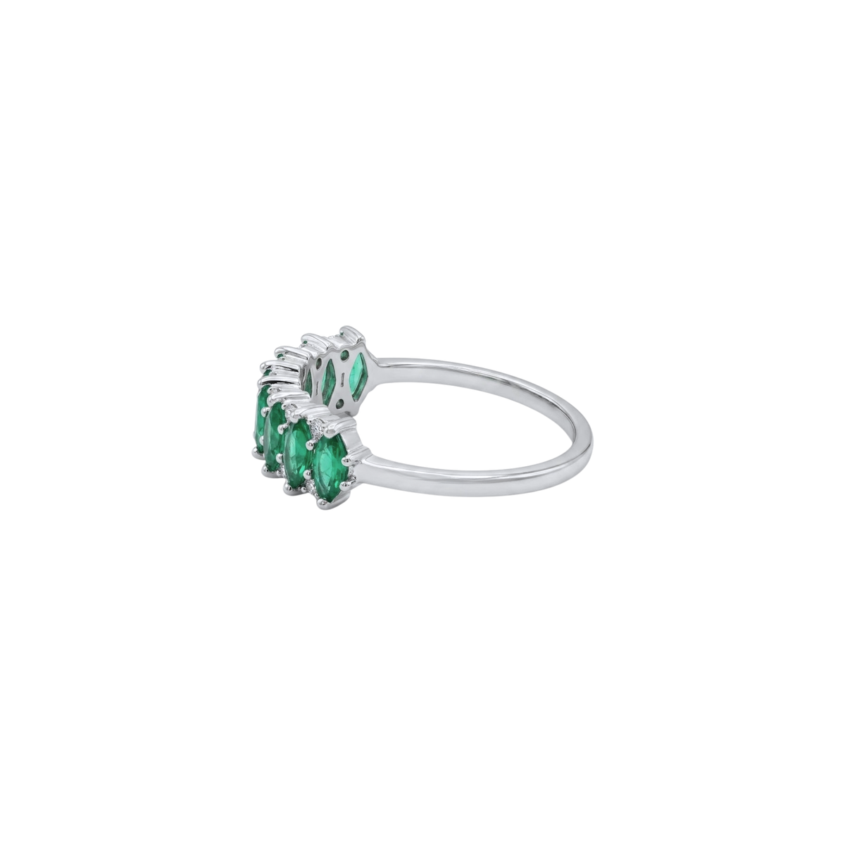 Ten Marquise Emerald  & Round Diamond Band